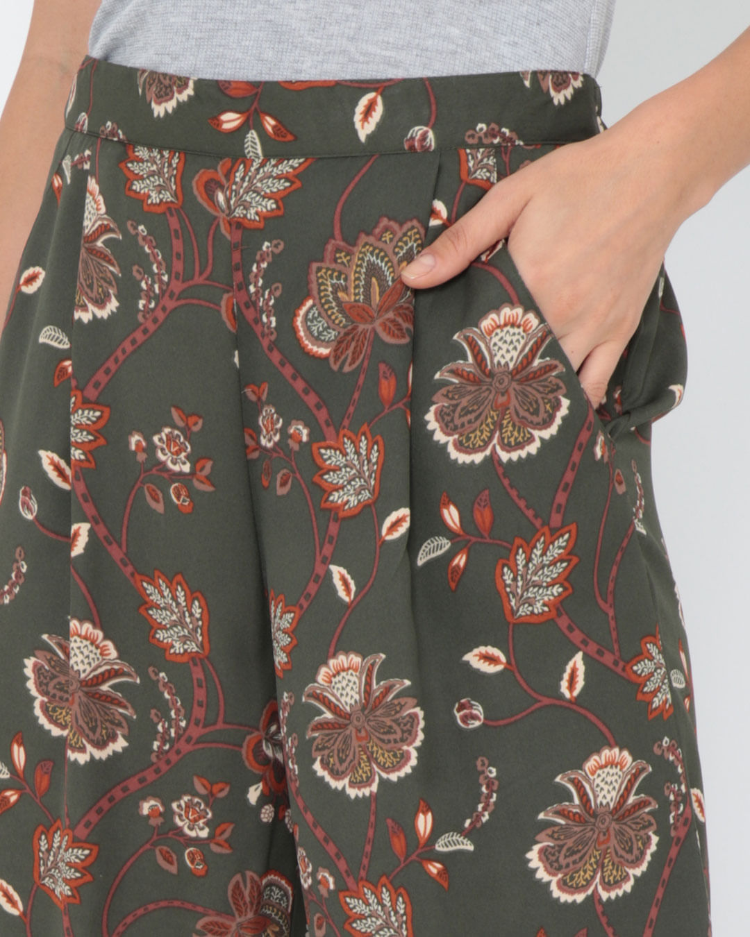 Calca-Feminina-Pantalona-Floral-Verde