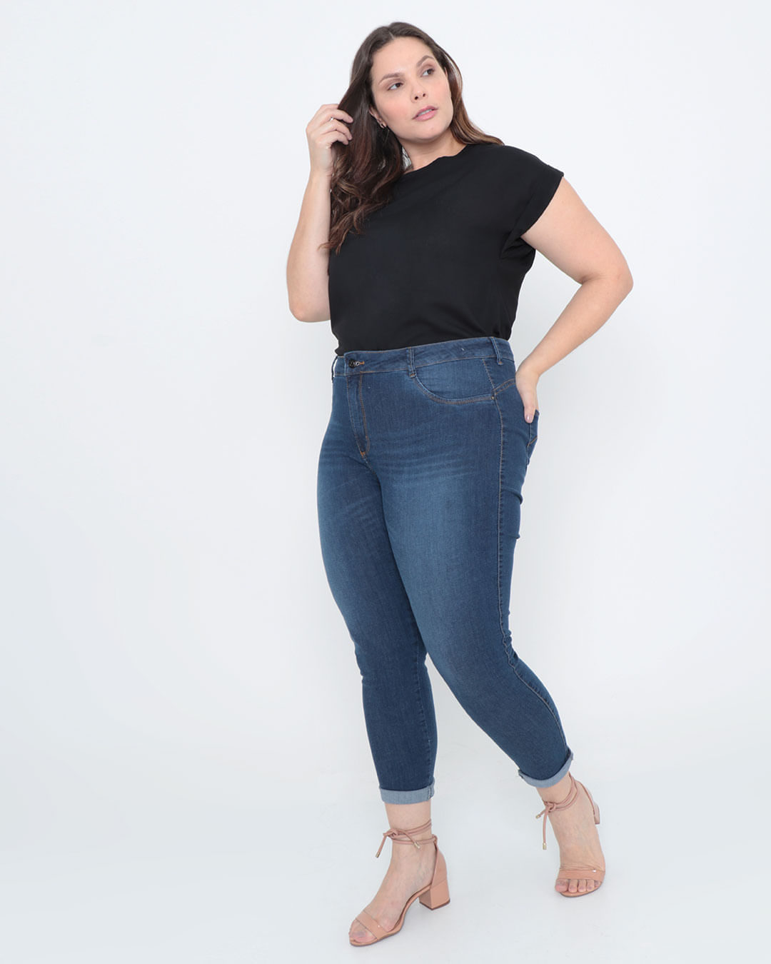 Blusa-Plus-Size-Manga-Dobrada-Preta