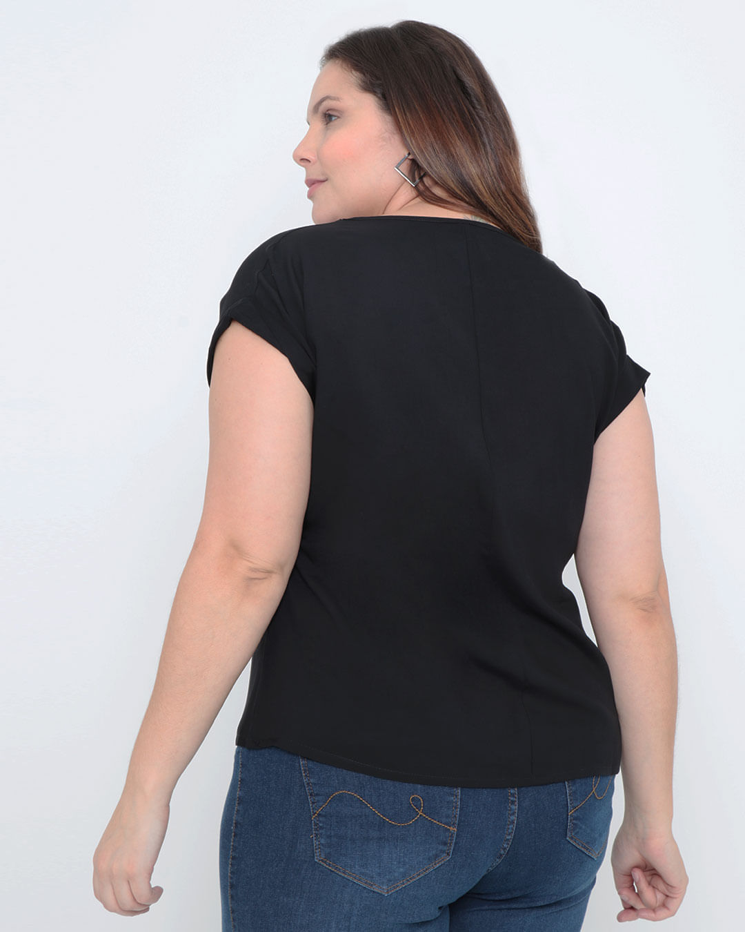 Blusa-Plus-Size-Manga-Dobrada-Preta