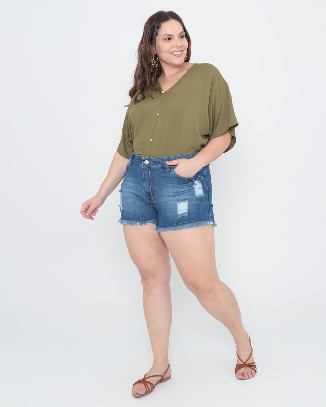 Short-Jeans-Plus-Size-Destroyed-Azul