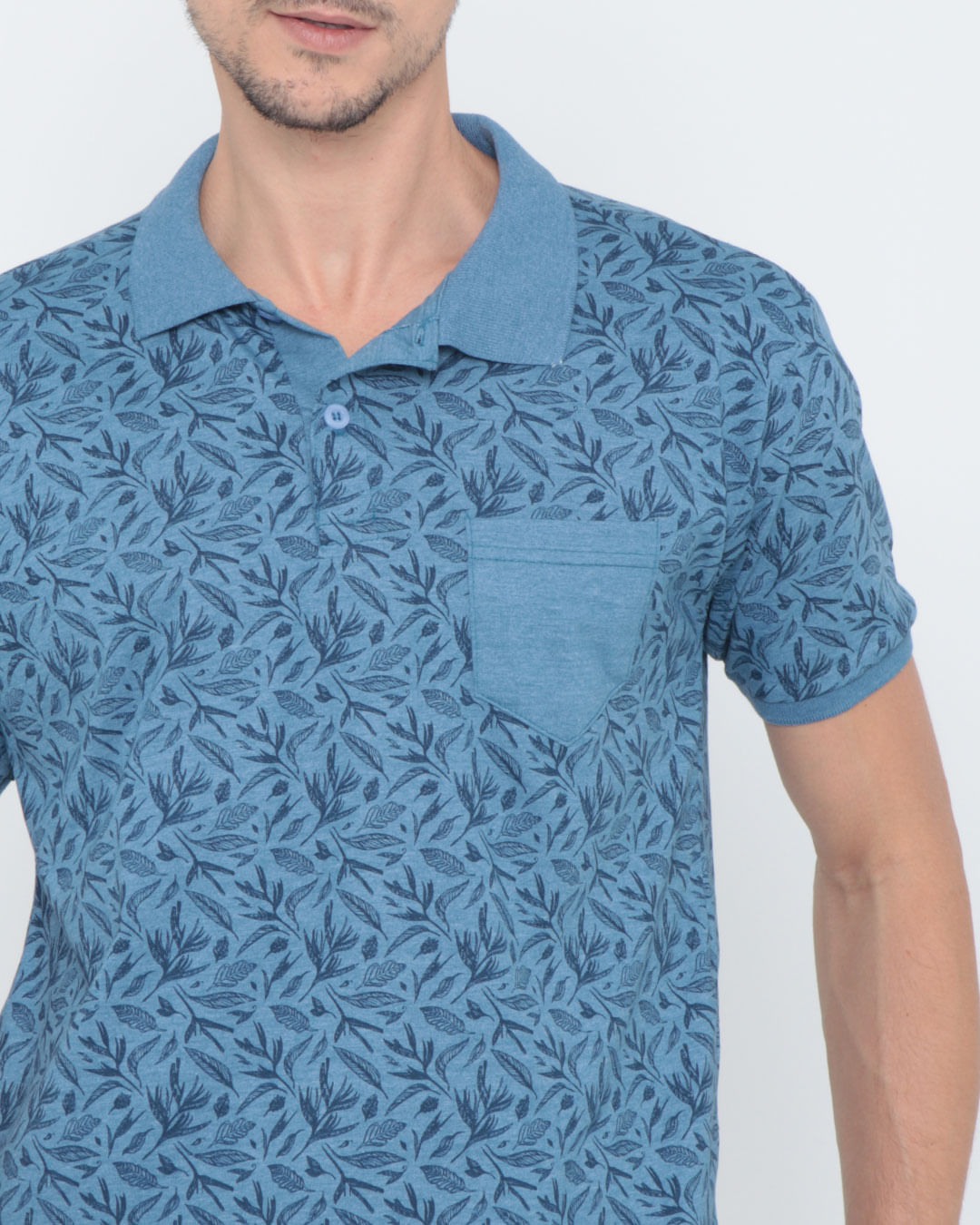 Polo-Masculina-Floral-Azul-Royal
