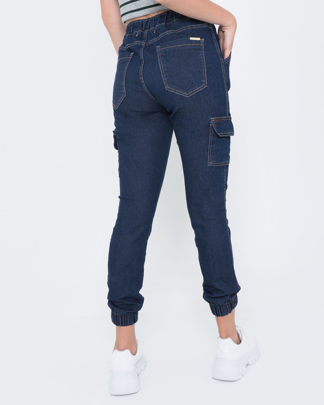Calca-Jeans-Feminina-Cargo-Azul-Escuro