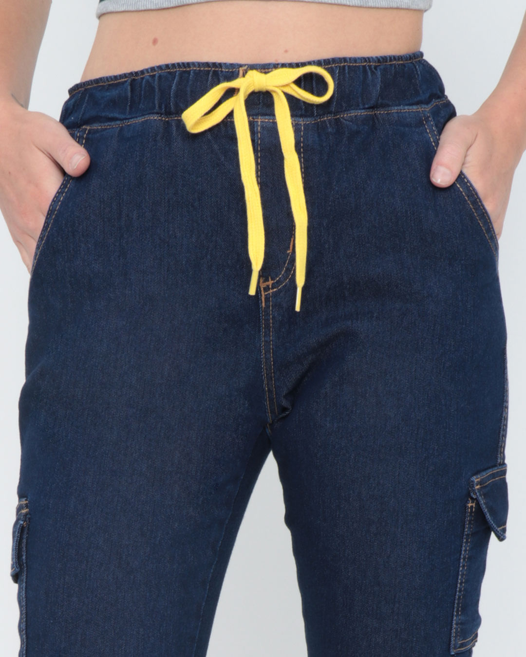 Calca-Jeans-Feminina-Cargo-Azul-Escuro