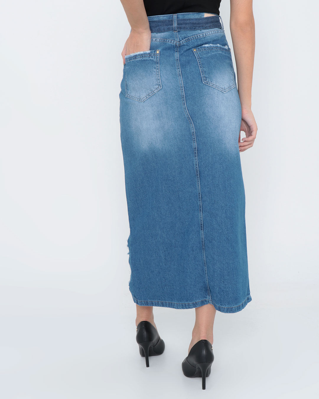 Saia-Jeans-Longa-Fenda-Destroyed-Azul-Claro