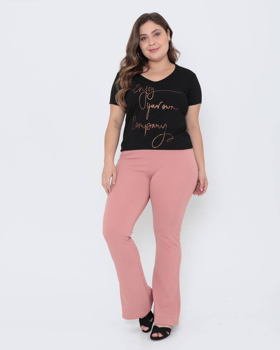 Calca-Feminina-Plus-Size-Piquet-Flare-Rosa
