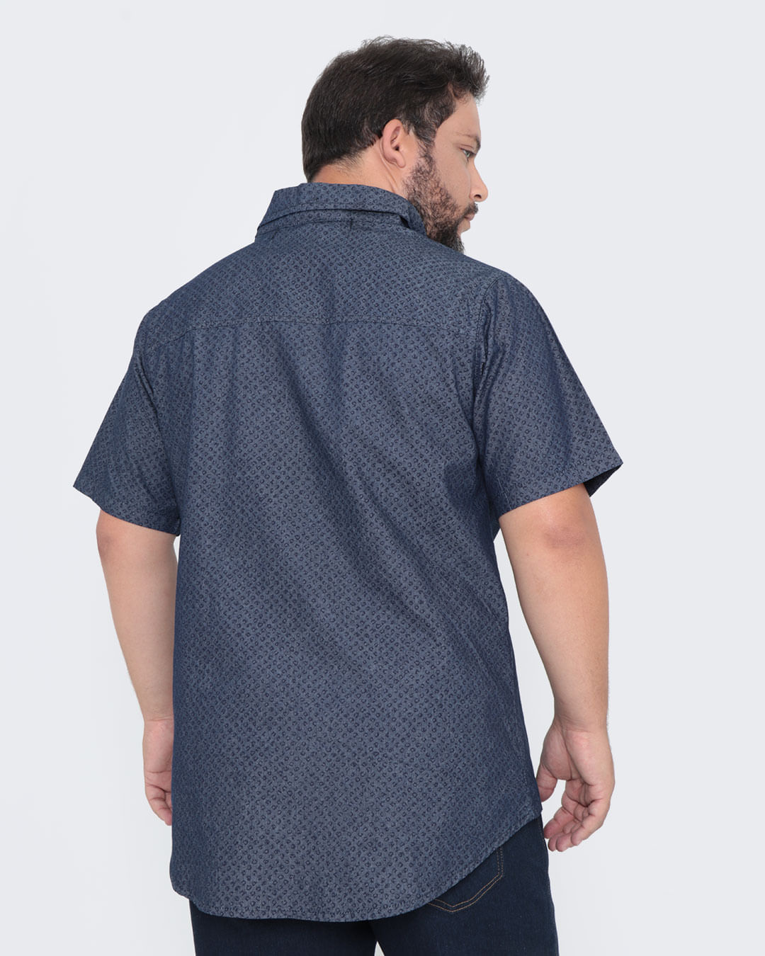 Camisa-Jeans-Plus-Size-Manga-Curta-Azul
