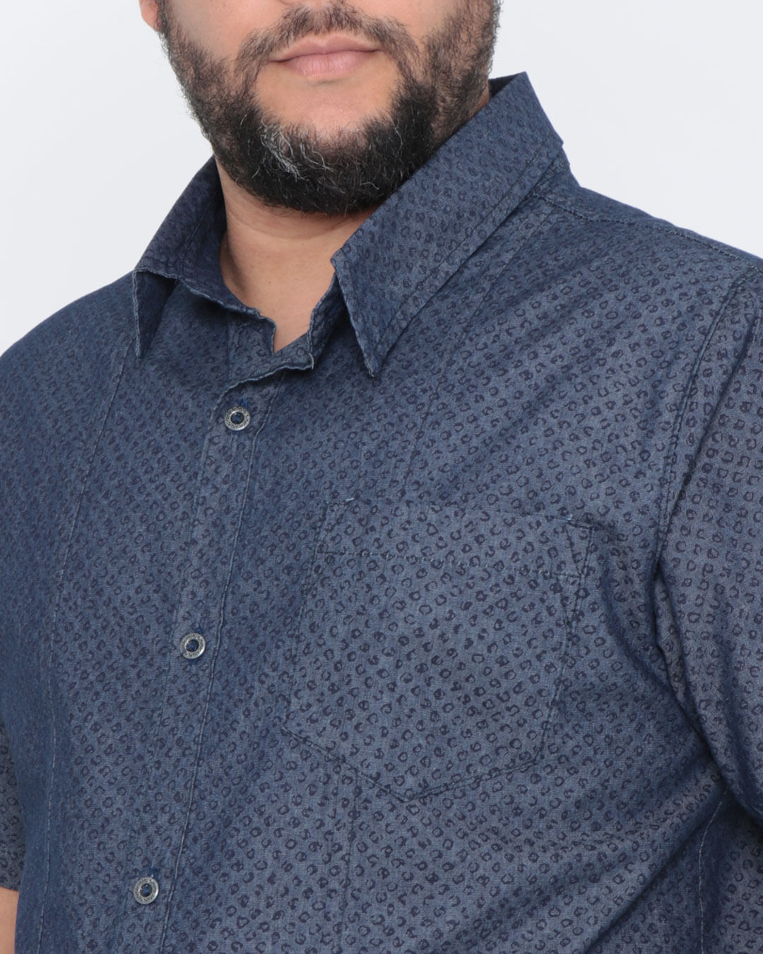 Camisa-Jeans-Plus-Size-Manga-Curta-Azul