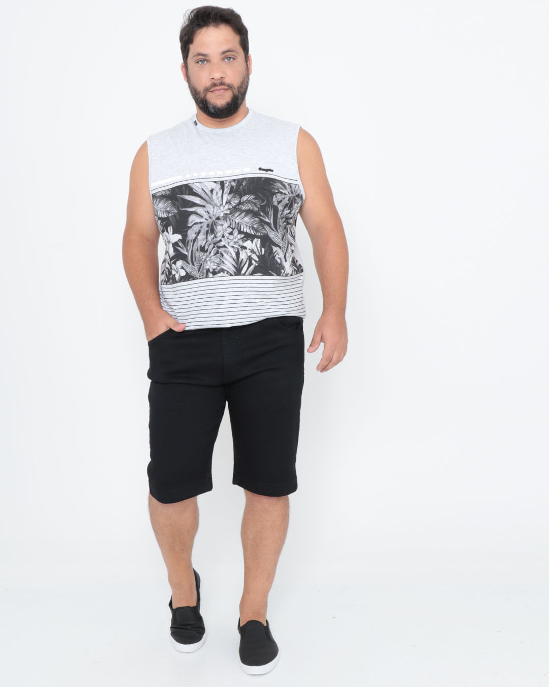 Bermuda-Jeans-Plus-Size-Preta