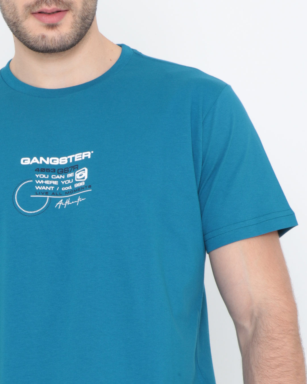 Camiseta-Estampa-Frontal-Gangster-Azul