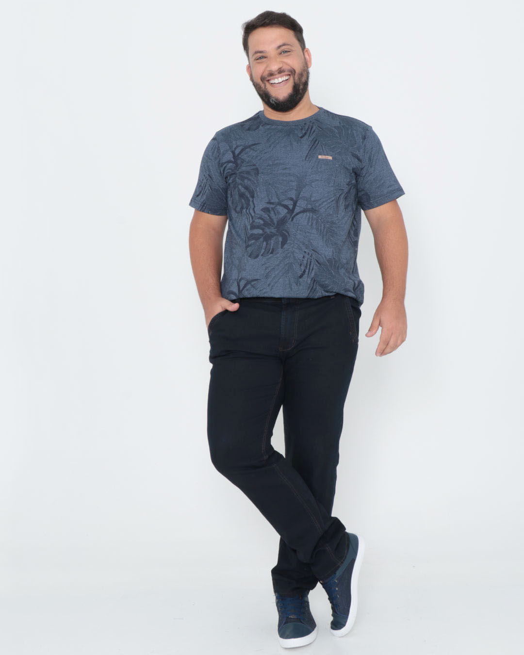 Camiseta-Manga-Curta-Plus-Size-Estampada-Azul