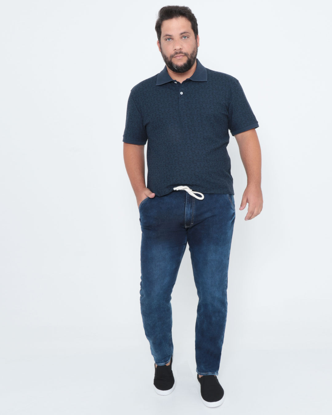 Polo-Plus-Size-Floral-Azul-Marinho