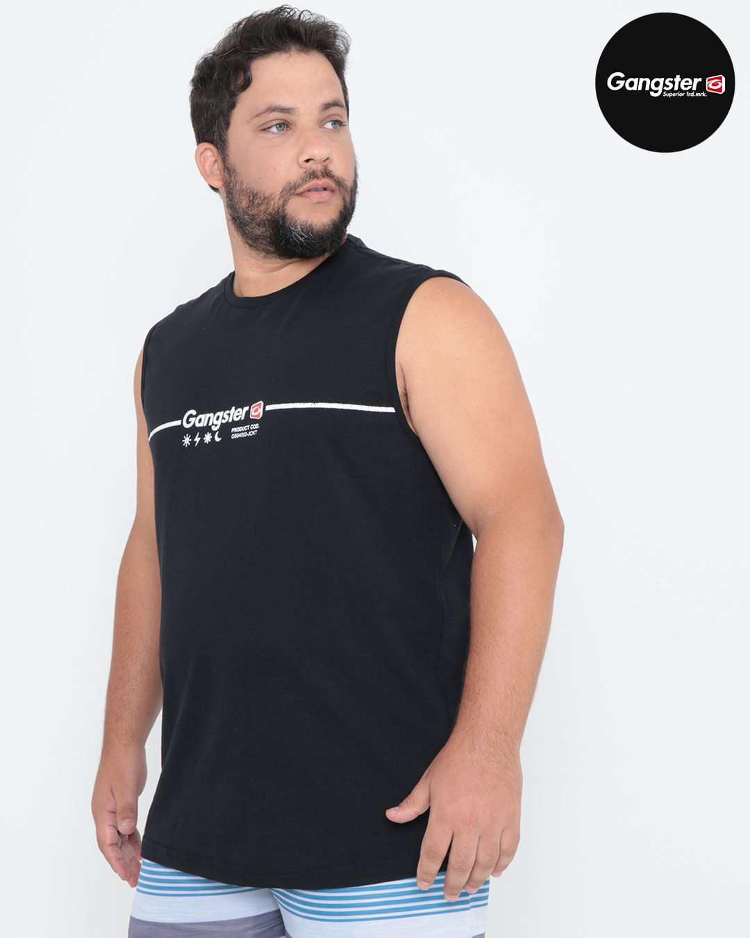 Regata-Plus-Size-Estampa-Frontal-Gangster-Preta