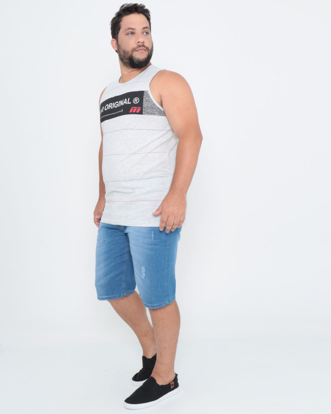 Regata-Plus-Size-Listrada-Gangster-Mescla-Cinza