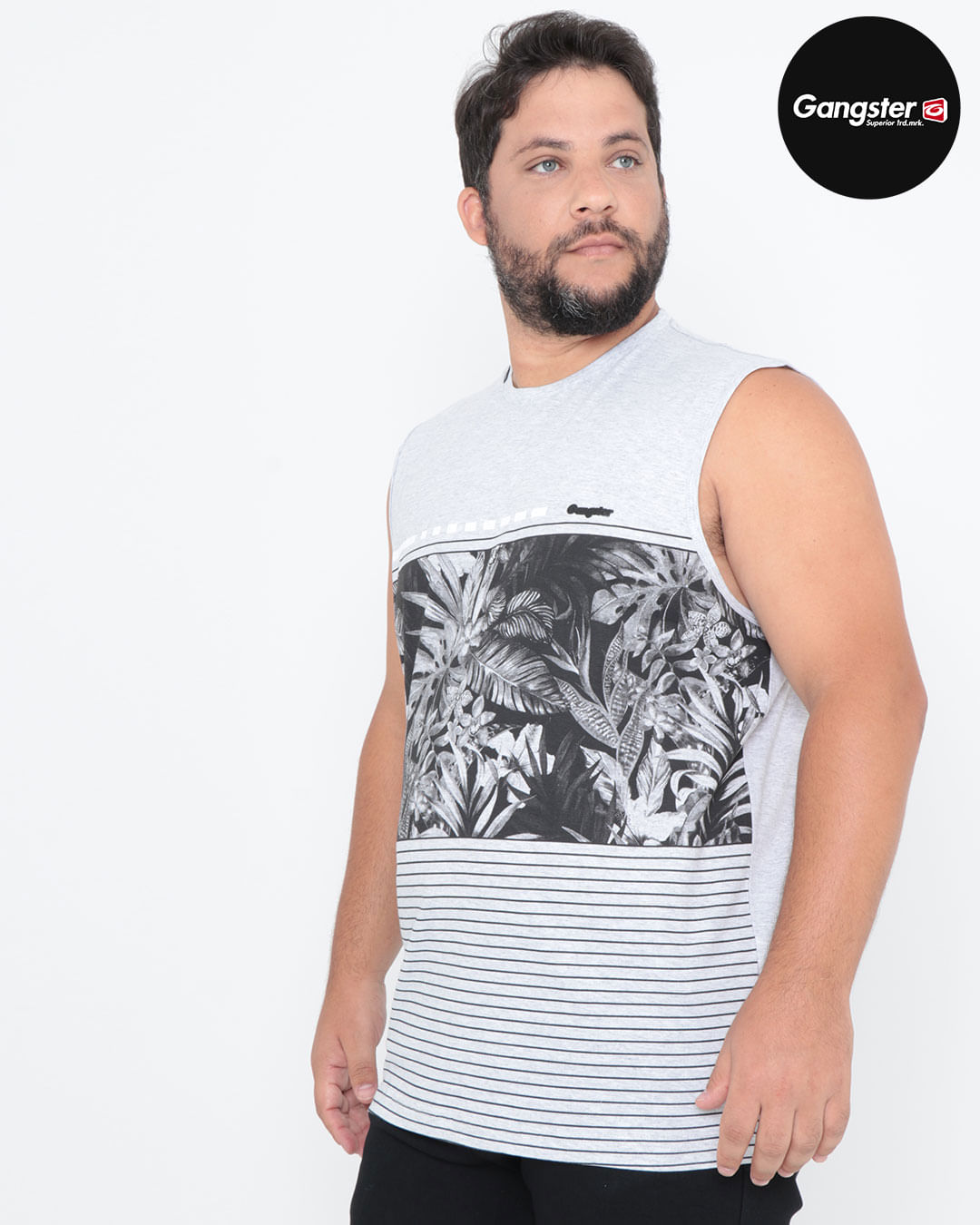 Regata-Plus-Size-Floral-Mescla-Cinza
