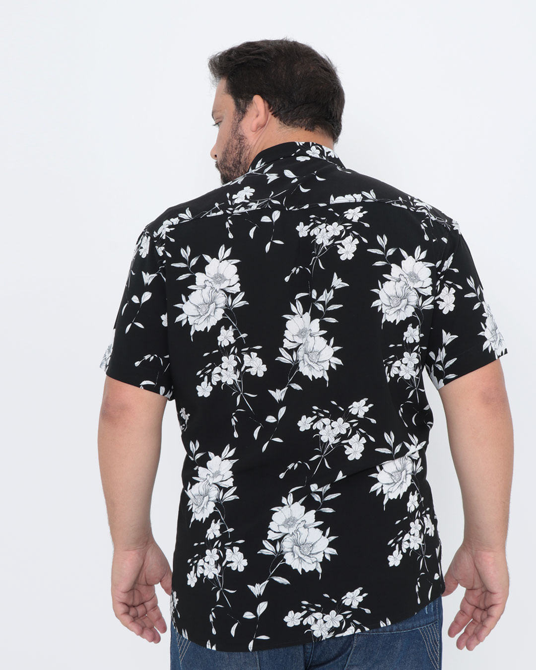 Camisa-Masculina-Plus-Size-Floral-Preta