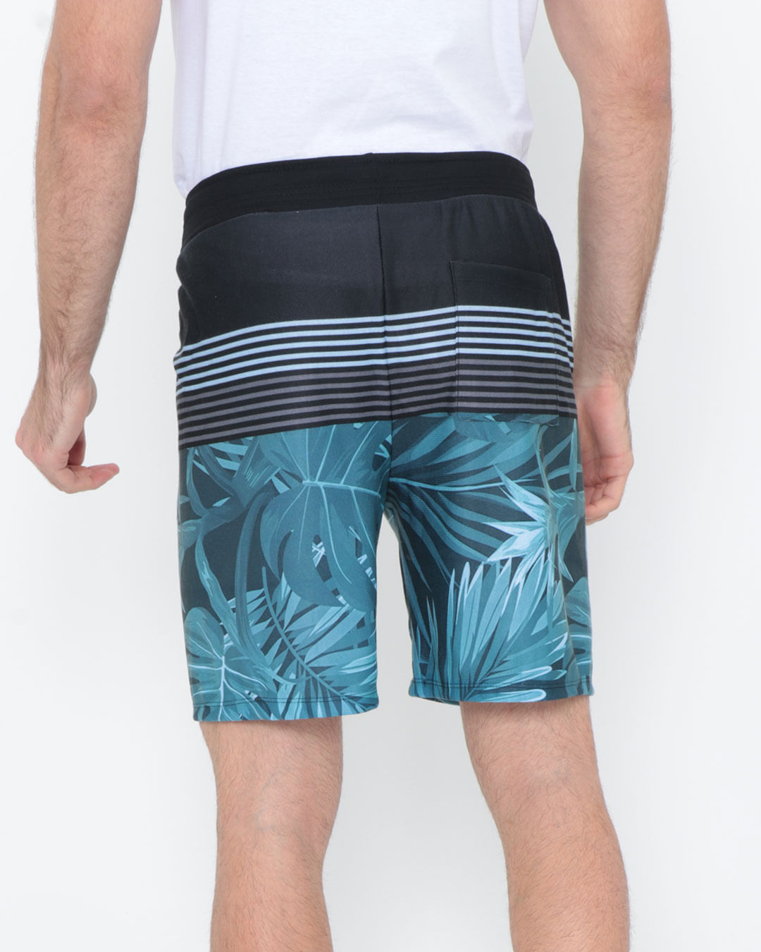 Bermuda-Moletom-Surf-Floral-Preta