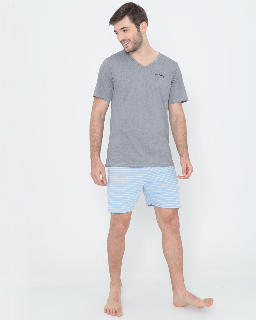 Pijama-Curto-Ref-3086-Unplug---Cinza-Medio