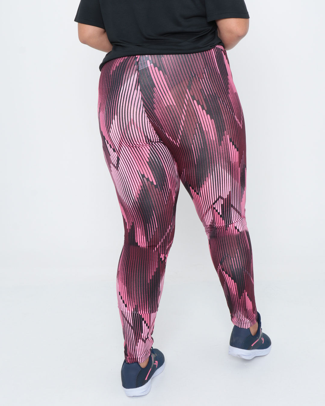Calca-Legging-Plus-Size-Fitness-Estampa-Listrada-Rosa