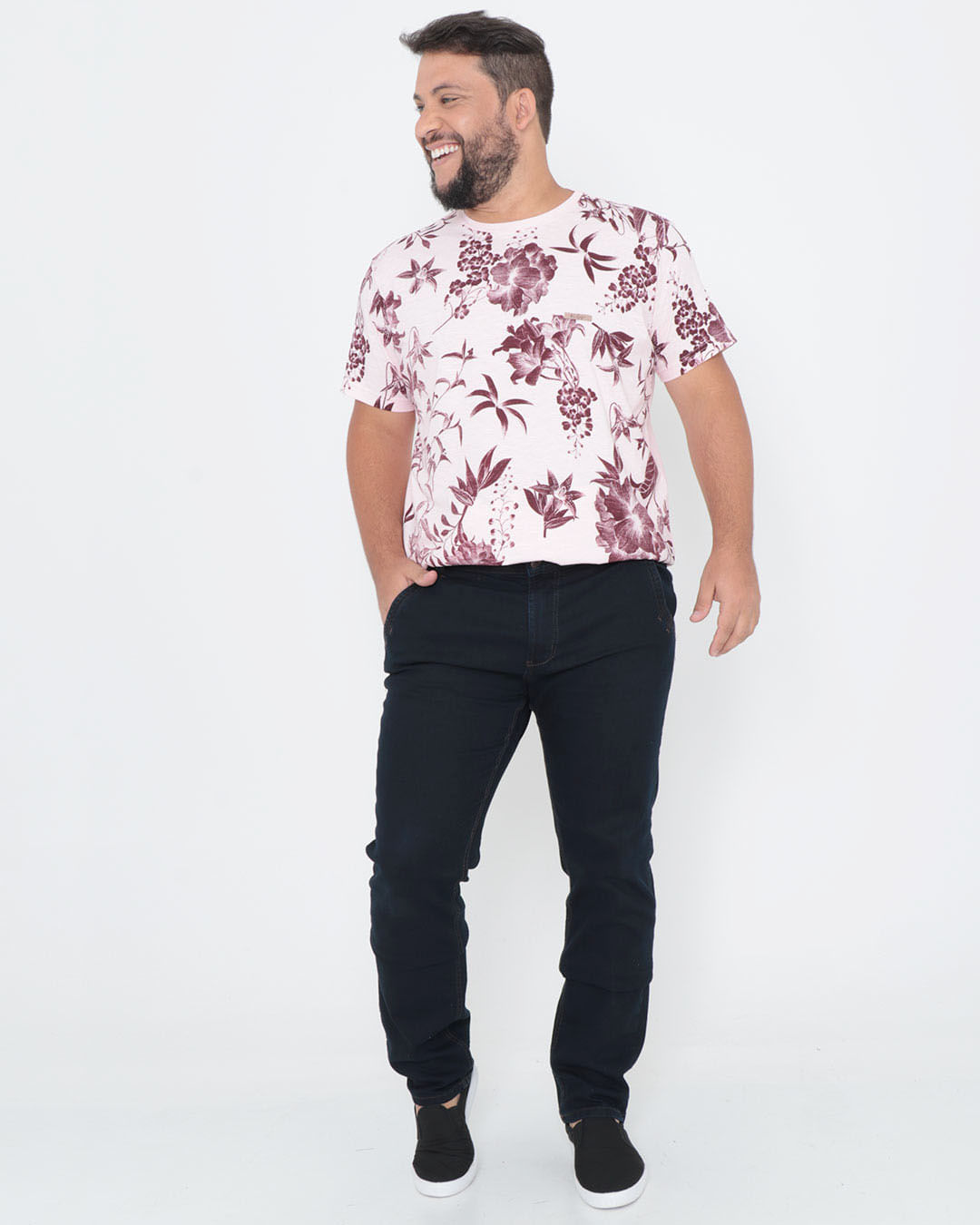 Camiseta-Plus-Size-Estampa-Floral-Rosa
