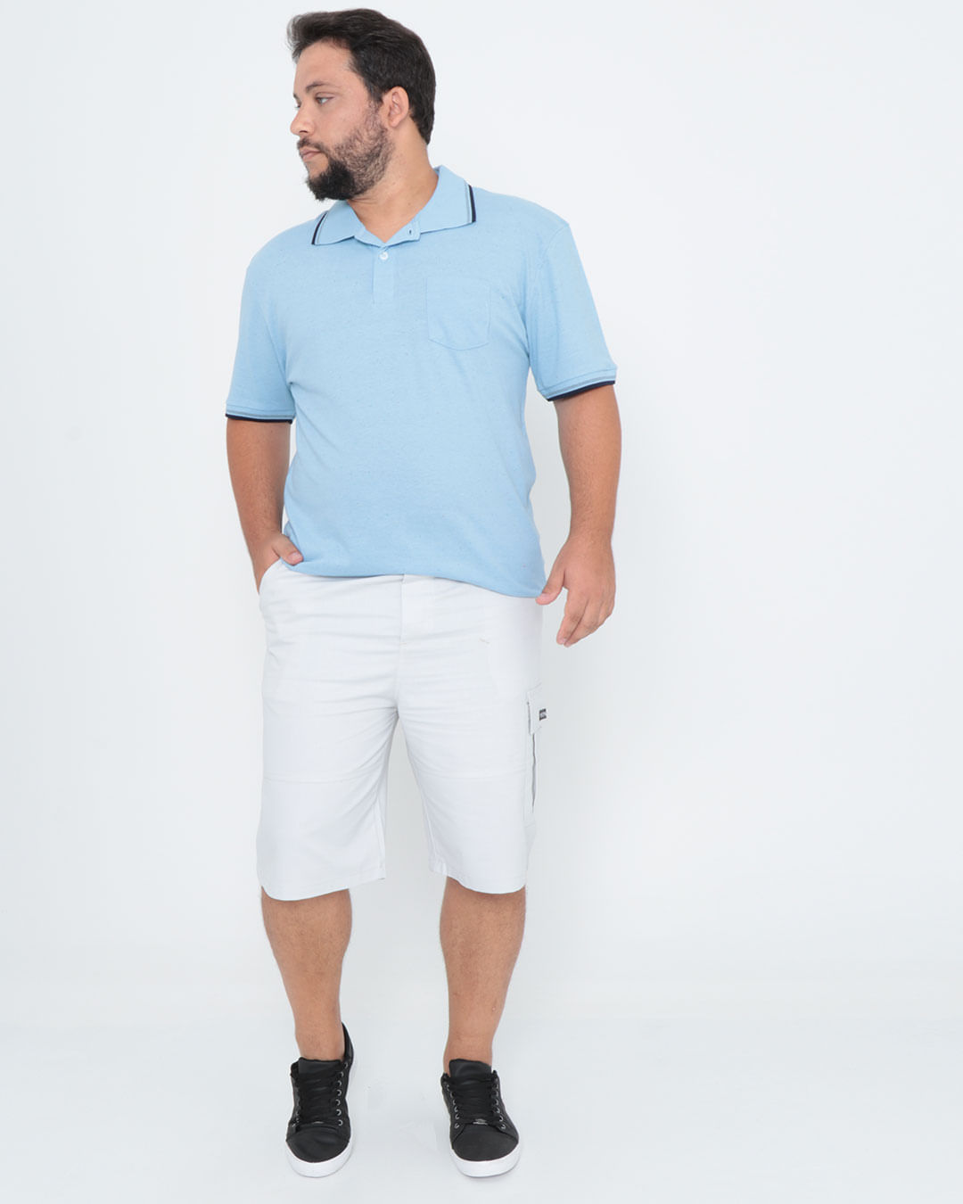Polo-Masculina-Plus-Size-Piquet-Azul-Claro