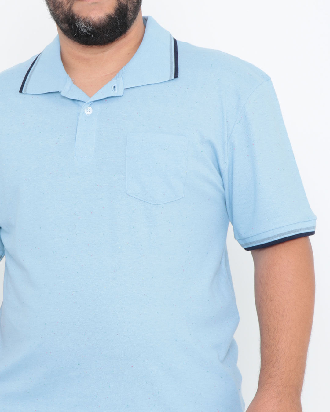 Polo-Masculina-Plus-Size-Piquet-Azul-Claro