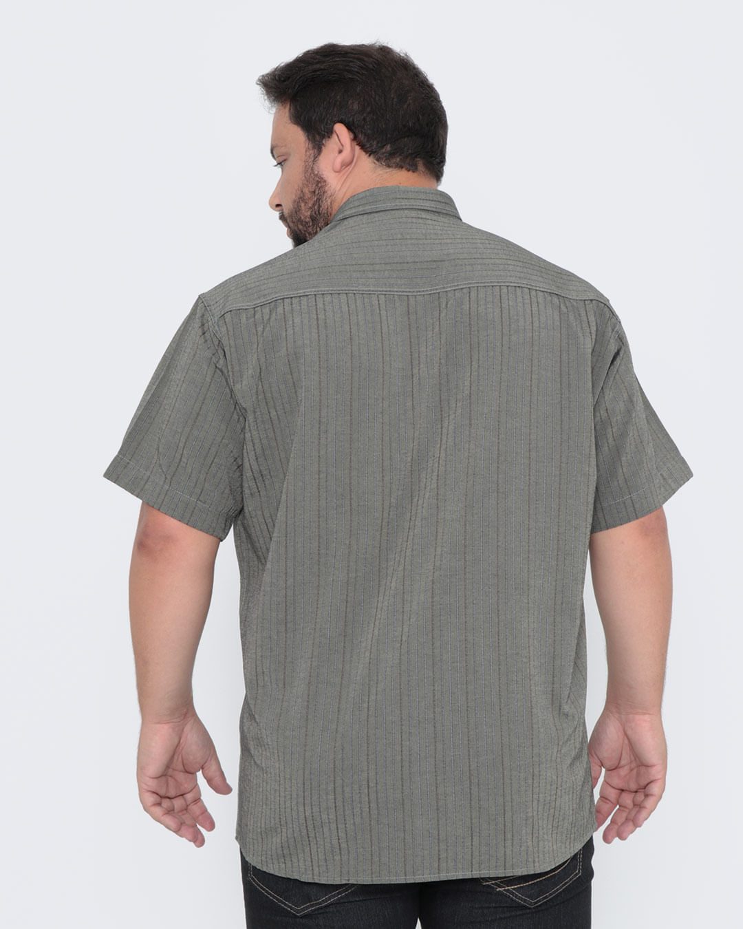Camisa-Masculina-Plus-Size-Listrada-Verde