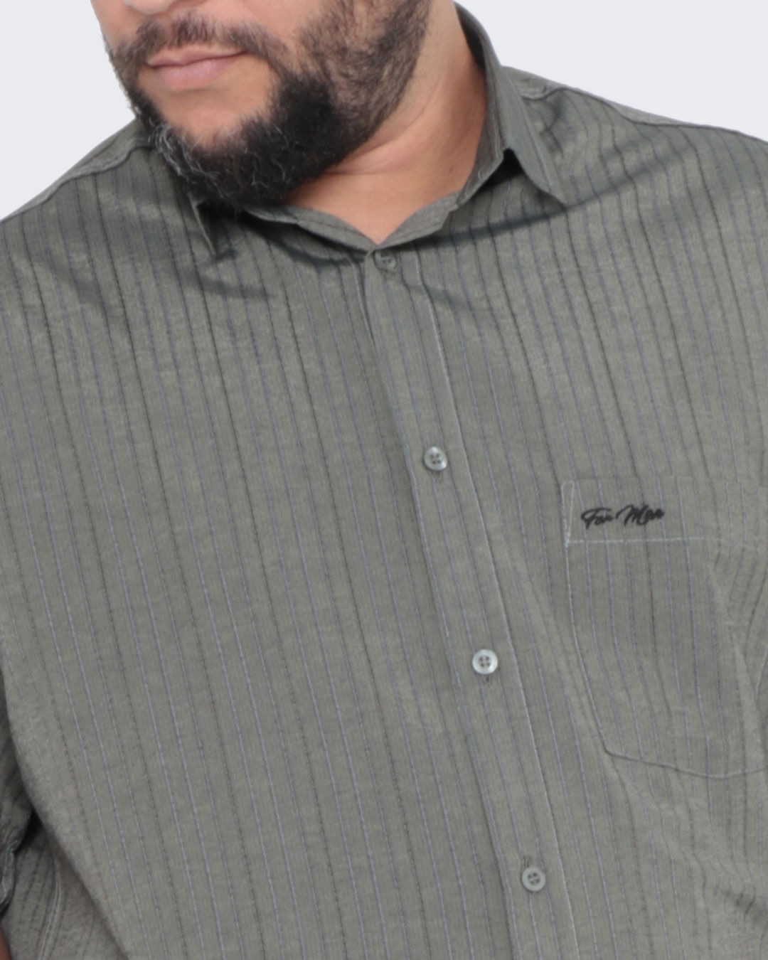 Camisa-Masculina-Plus-Size-Listrada-Verde