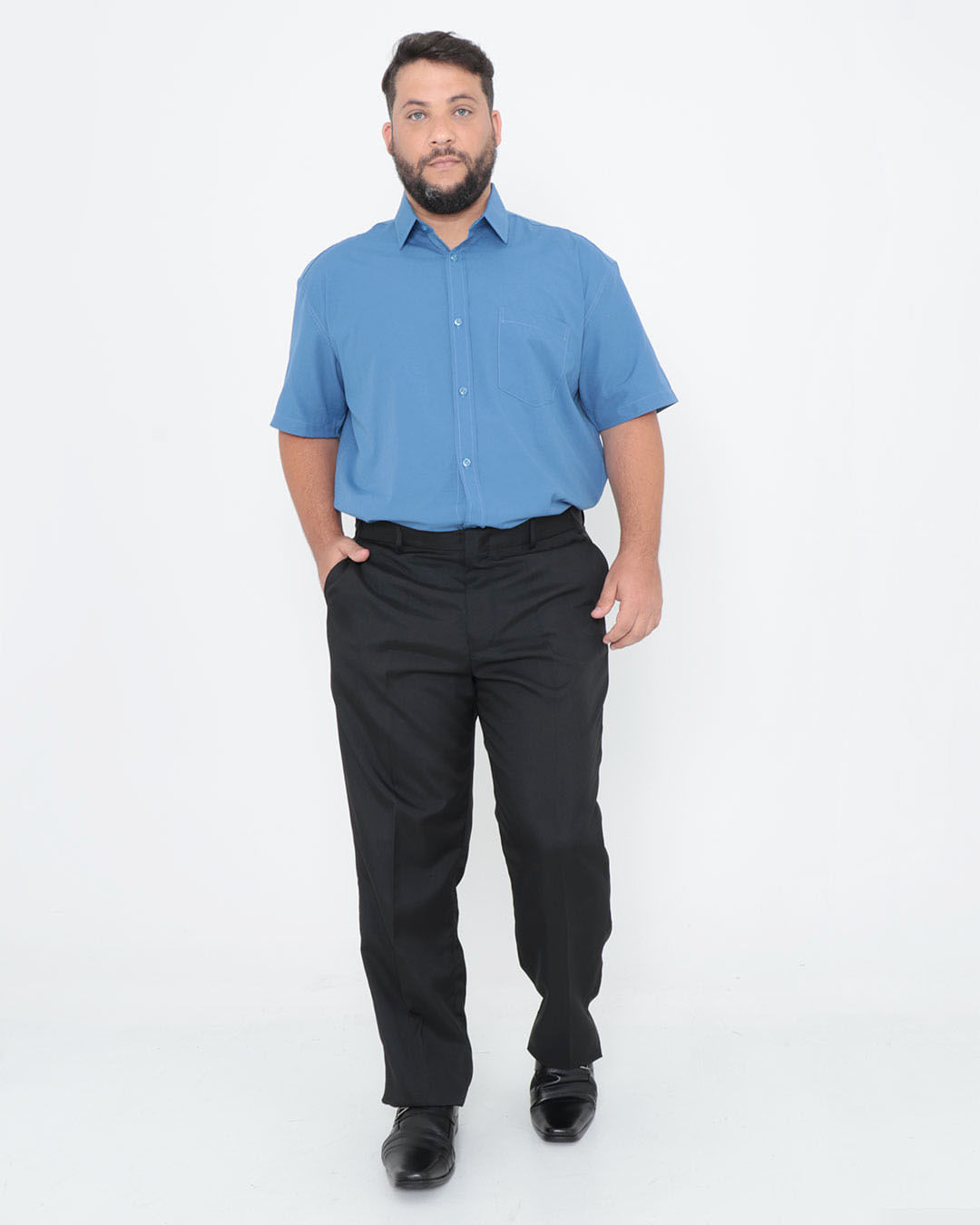Camisa-Masculina-Plus-Size-Lisa-Azul