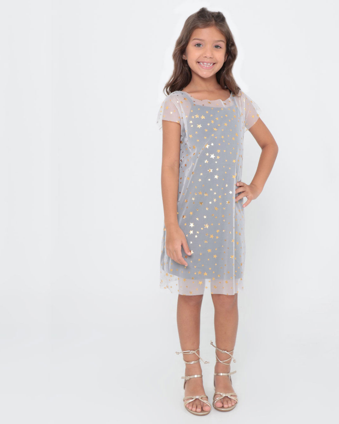 Vestido-Infantil-Tule-Estrelas-Preto
