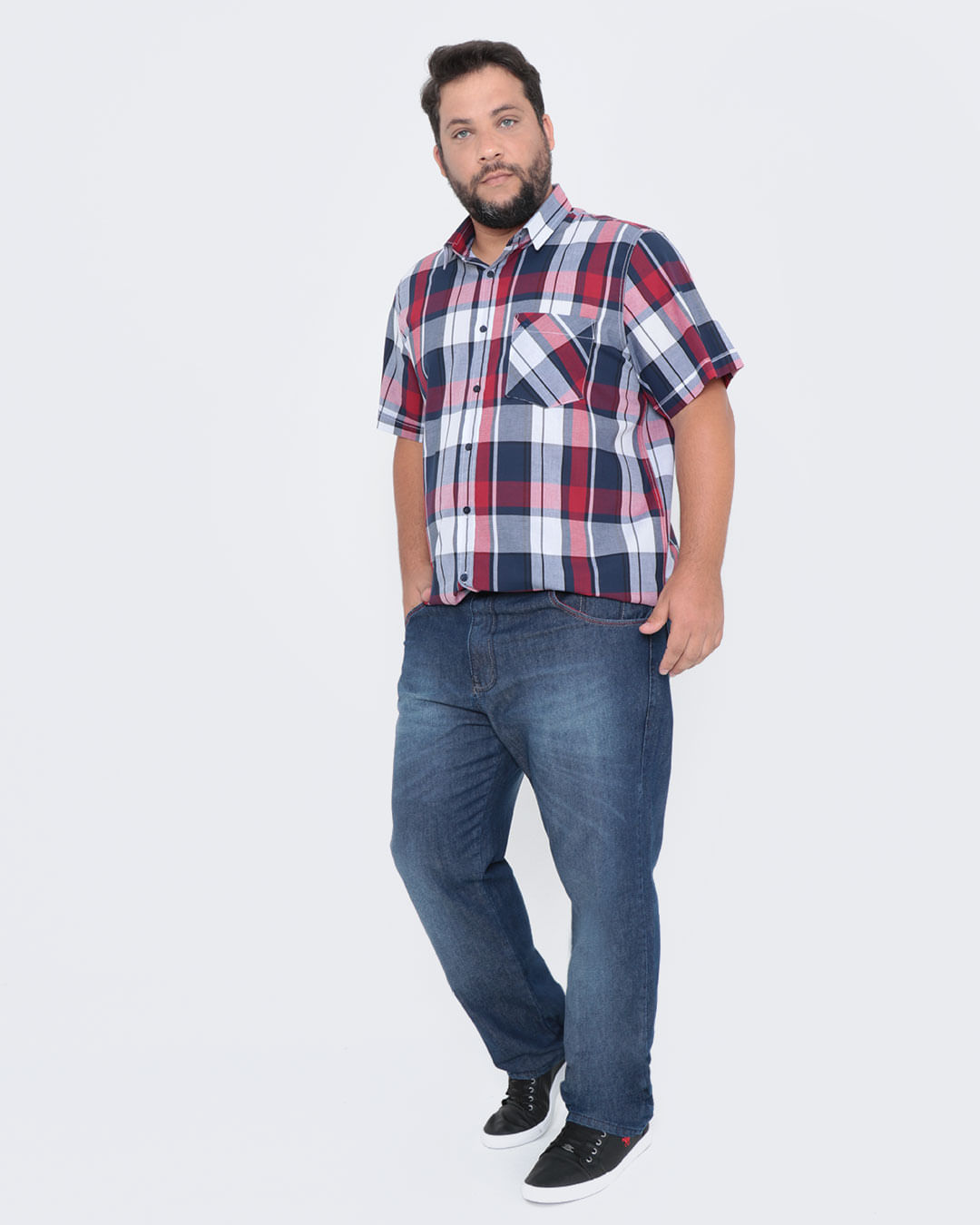 Camisa-Plus-Size-Xadrez-Azul