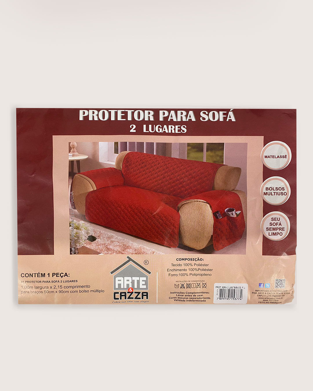 Protetor-Para-Sofa-Arte-e-Cazza-com-Bolso-2-Lugares-Marrom