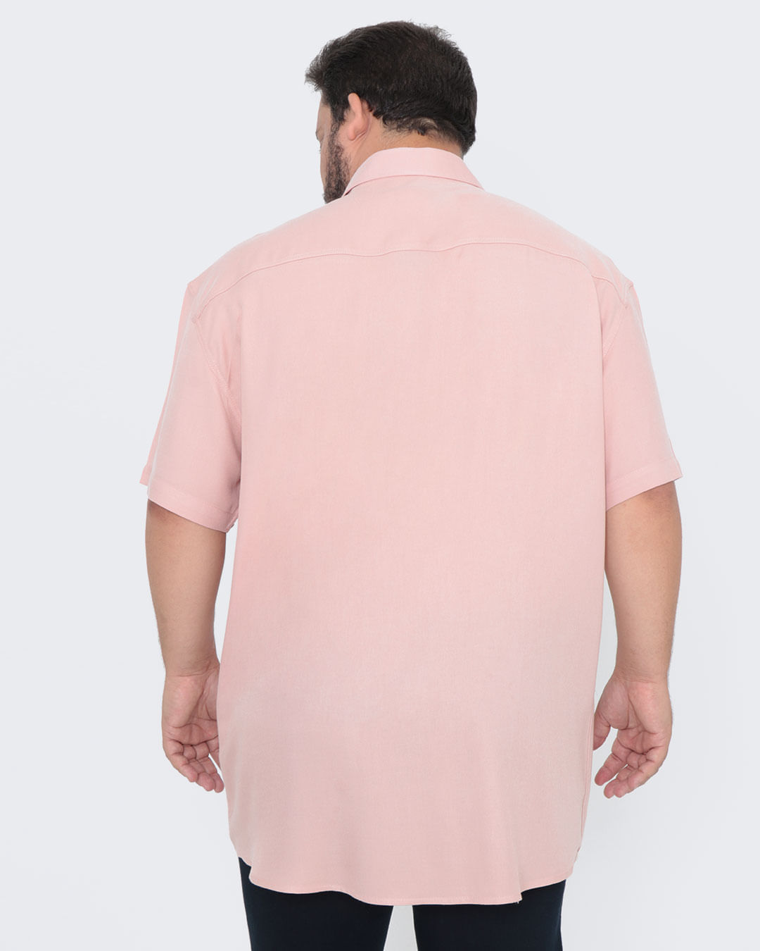 Camisa-Masculina-Plus-Size-Manga-Curta-Rosa