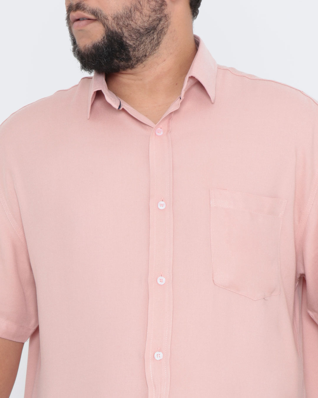 Camisa-Masculina-Plus-Size-Manga-Curta-Rosa