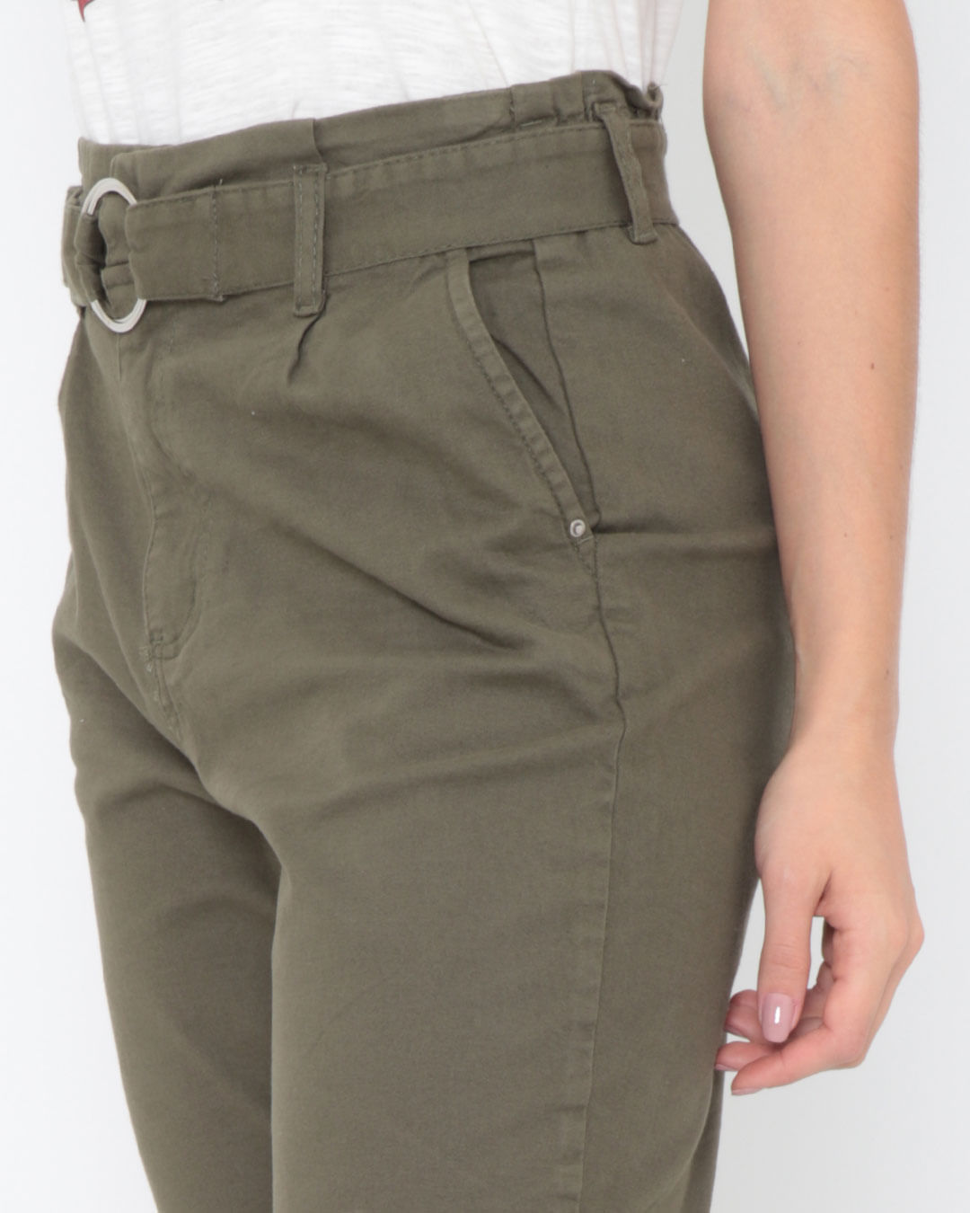 Calca-Feminina-Reta-Clochard-Sarja-Verde-Militar