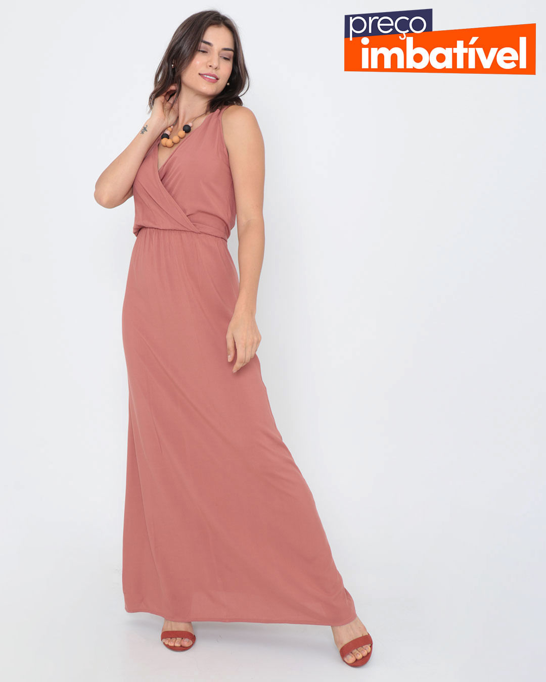 Vestido-Longo-Liso-Decote-V-Rose