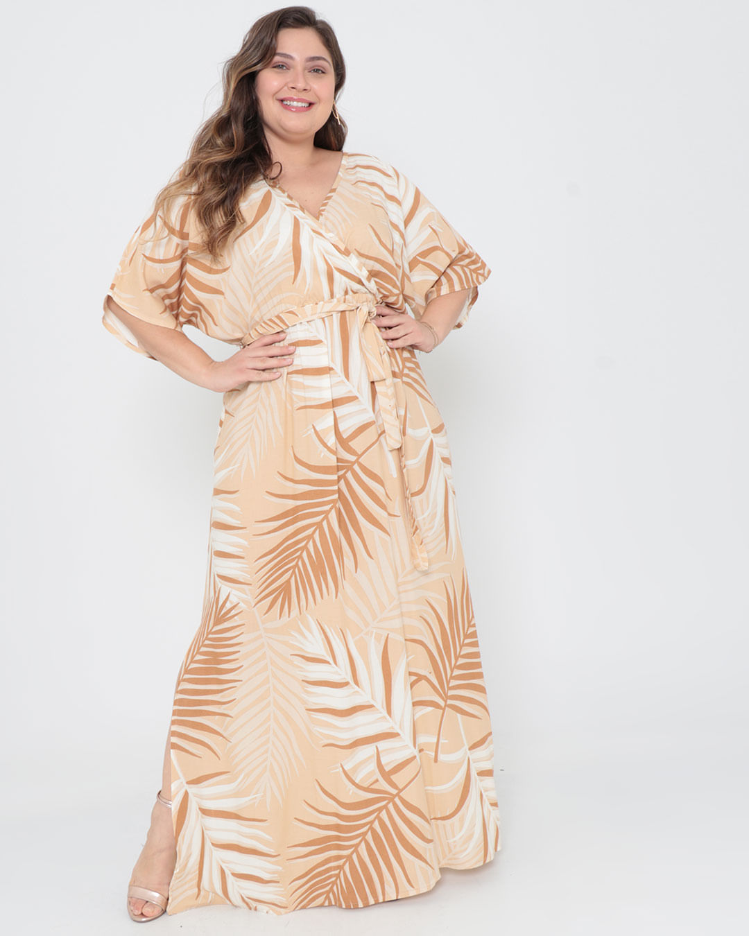 Vestido-Plus-Size-Longo-Estampado-Bege