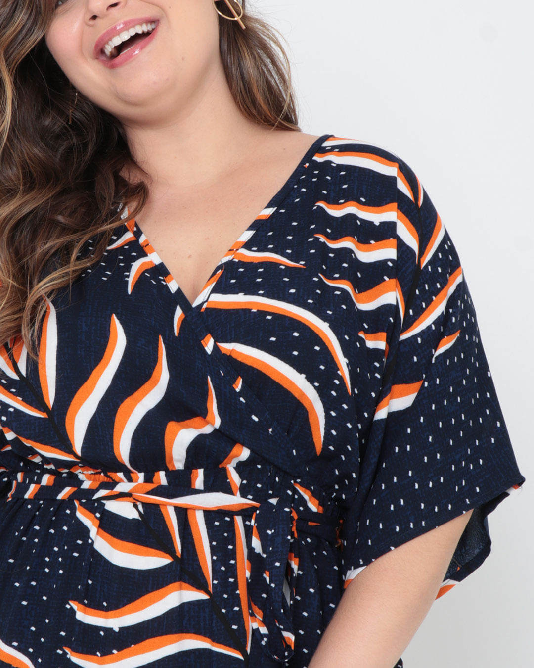 Vestido-Plus-Size-Longo-Estampado-Azul-Marinho