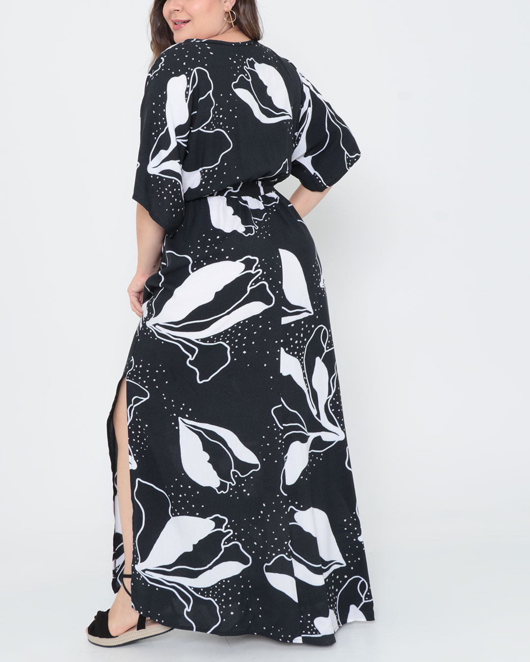 Vestido-Plus-Size-Longo-Floral-Preto