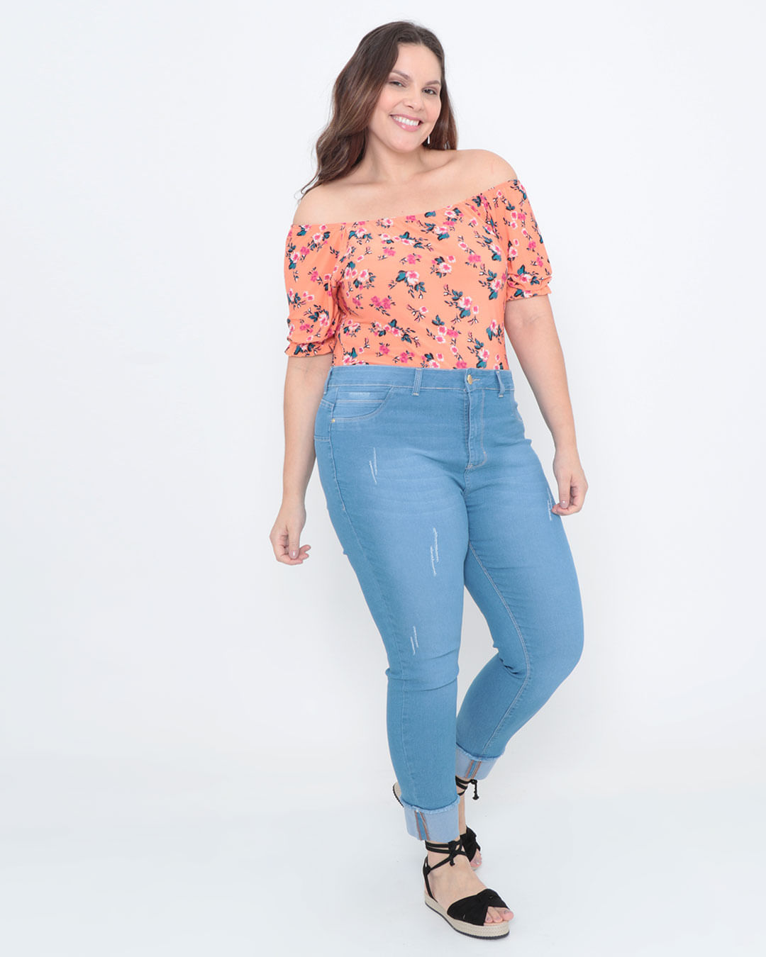 Calca-Jeans-Feminina-Plus-Size-Cigarrete-Puidos-Azul