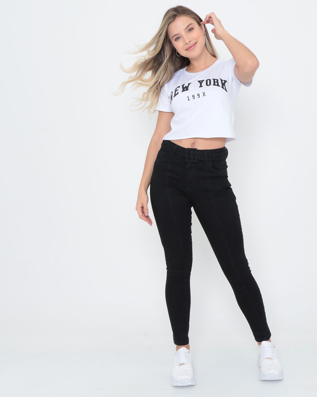 Calca-Jeans-Feminina-Cintura-Alta-Com-Cinto-Preta