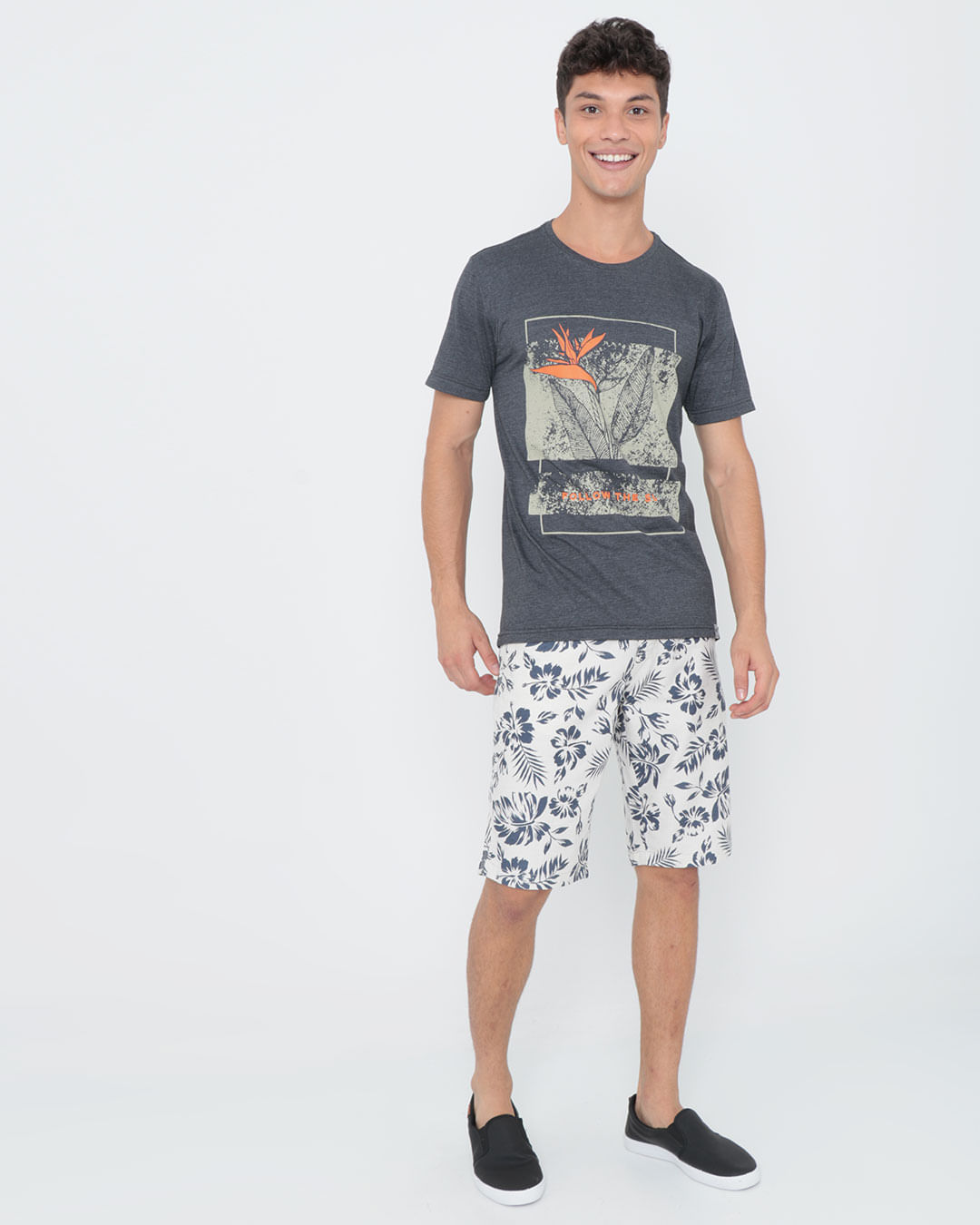 Bermuda-Sarja-Masculina-Floral-Bege