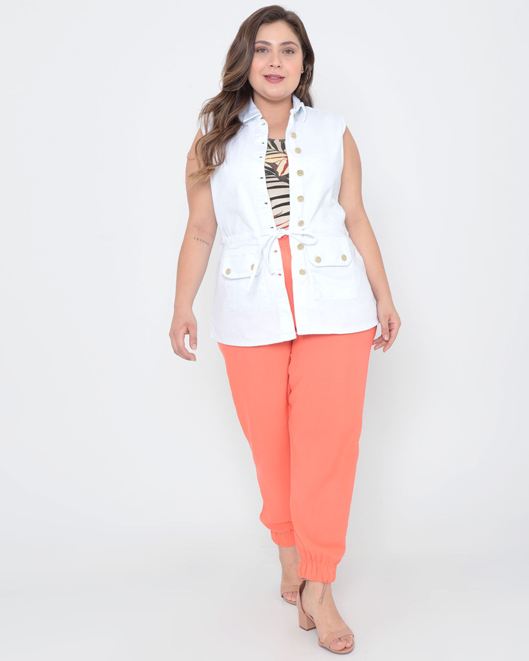 Calca-Feminina-Plus-Size-Jogger-Laranja