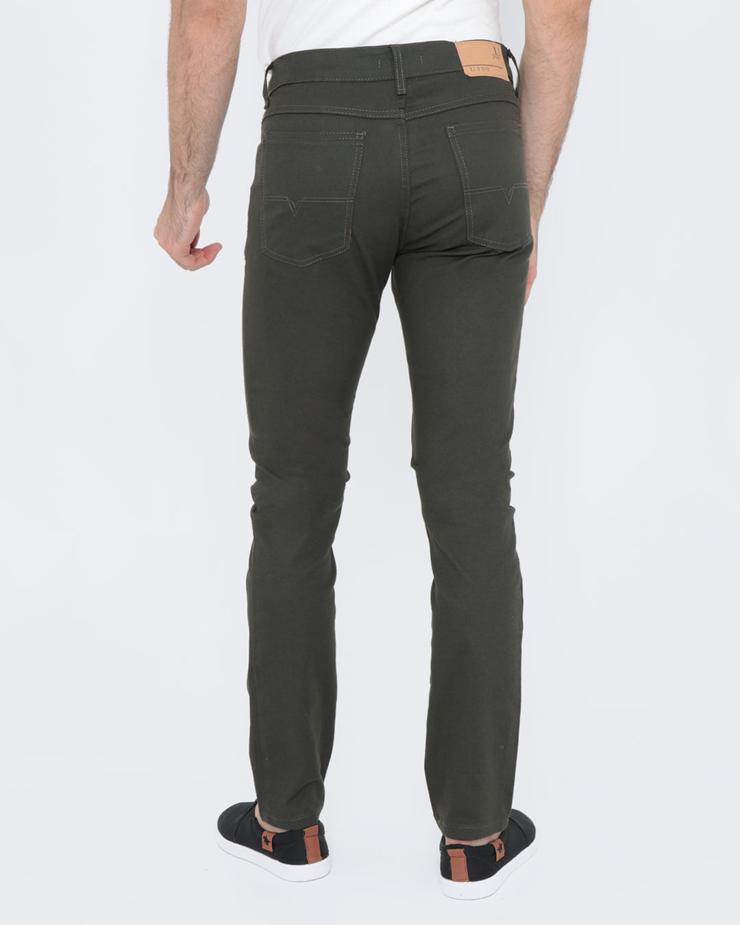 Calca-Sarja-Masculina-Basica-Verde-Militar