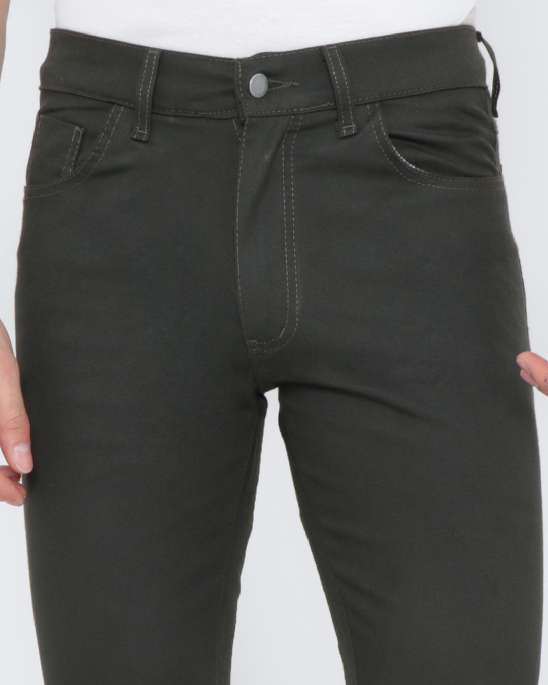 Calca-Sarja-Masculina-Basica-Verde-Militar