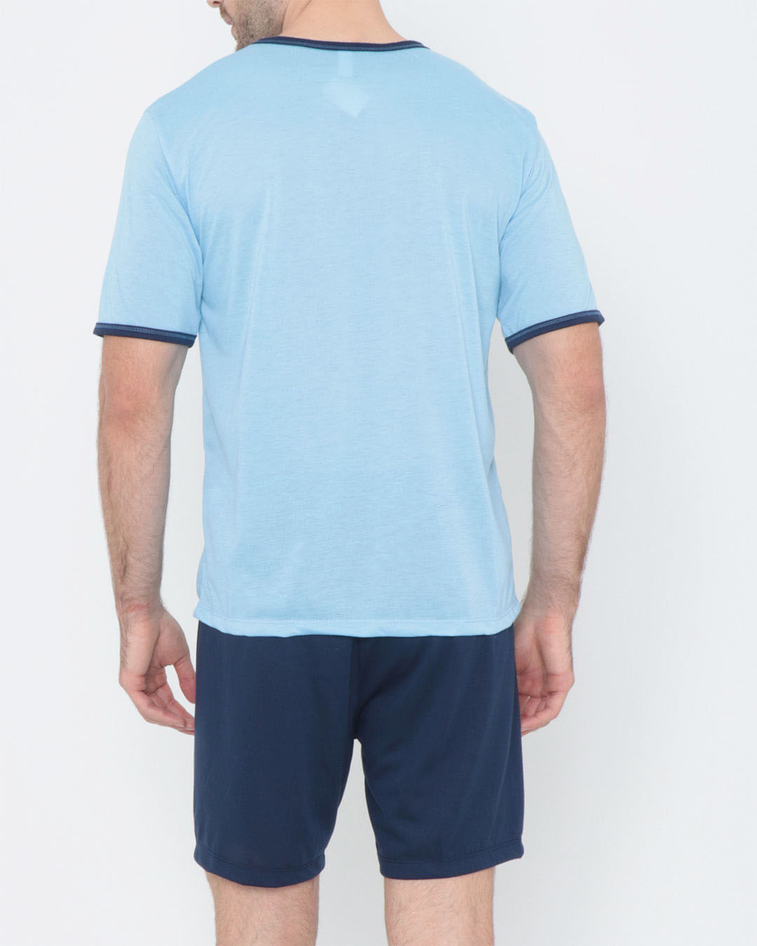 Pijama-Masculino-Manga-Curta-Azul