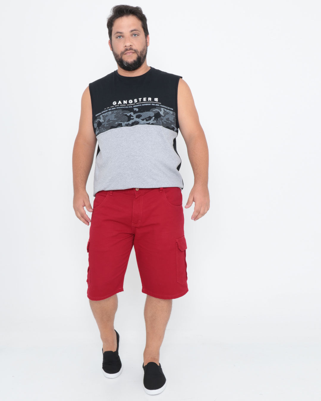 Regata-Masculina-Plus-Size-Estampada-Gangster-Recorte-Preta