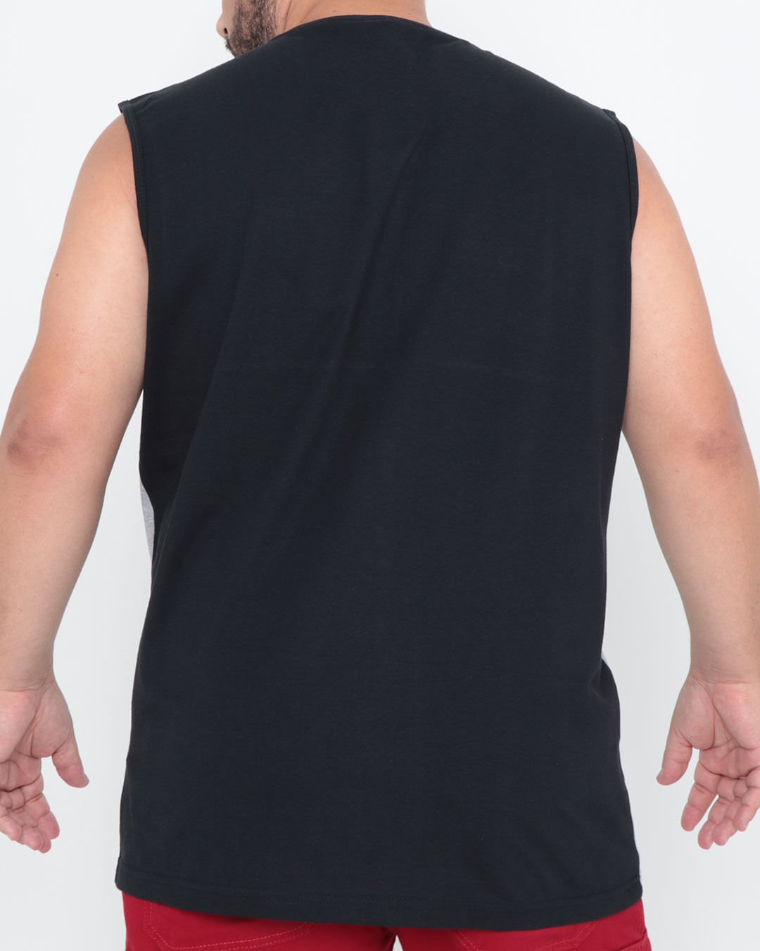 Regata-Masculina-Plus-Size-Estampada-Gangster-Recorte-Preta