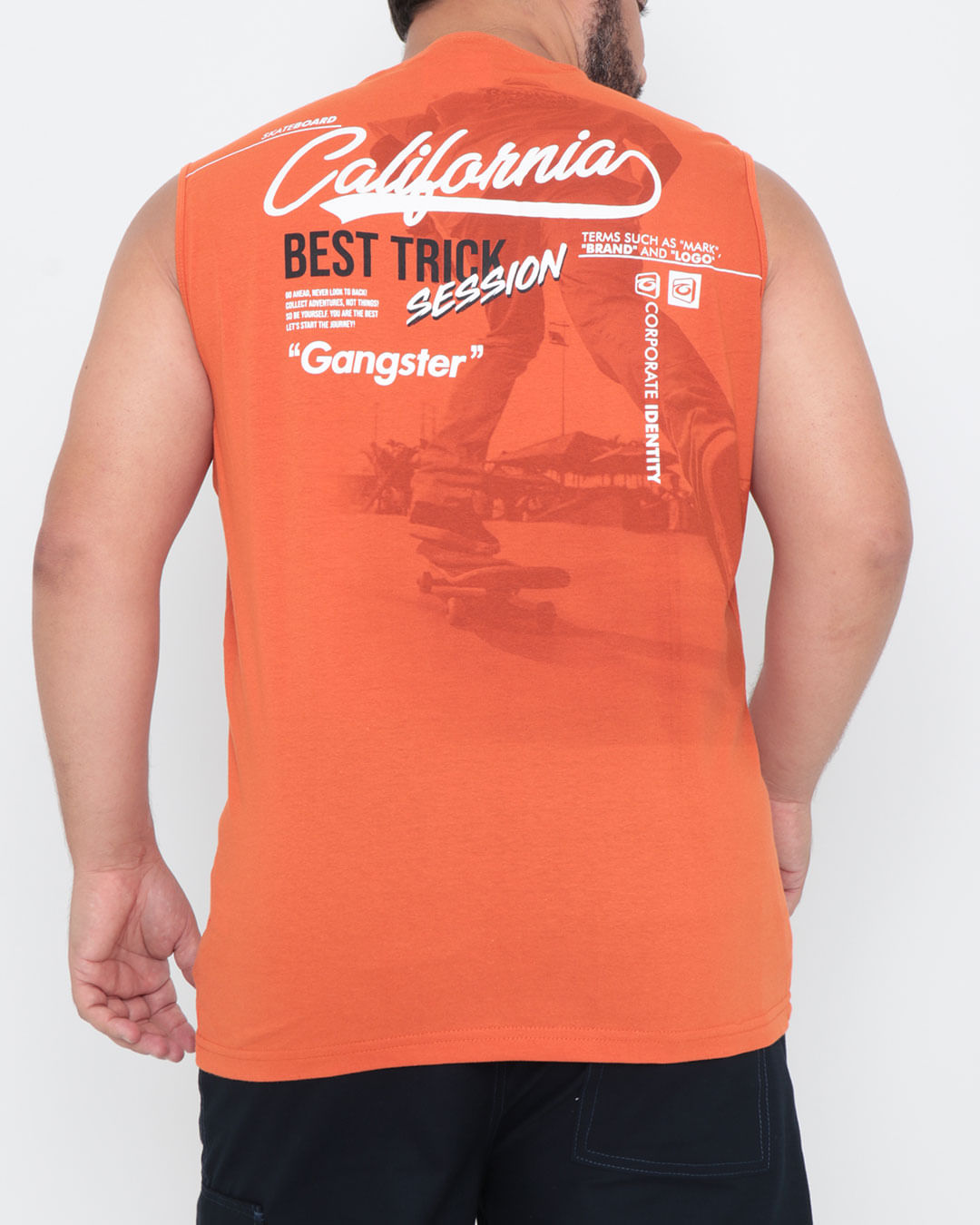 Regata-Masculina-Plus-Size-Estampada-Gangster-Laranja