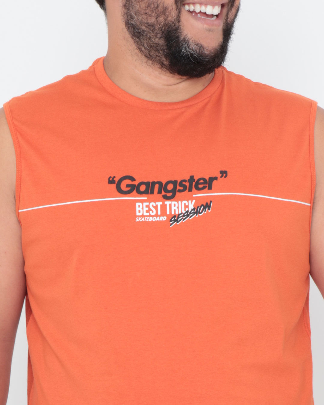 Regata-Masculina-Plus-Size-Estampada-Gangster-Laranja