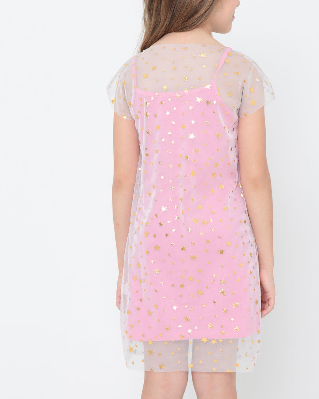 Vestido-Infantil-Tule-Estrelas-Rosa